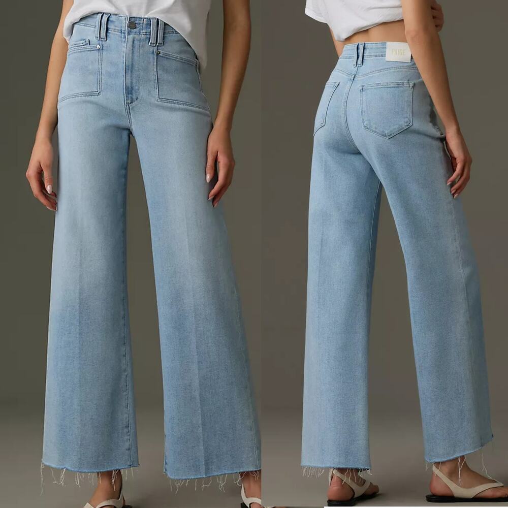 PAIGE The Anessa High-Rise Crop Wide Leg Jeans in Shooting Star 33